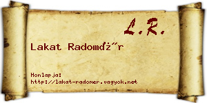 Lakat Radomér névjegykártya